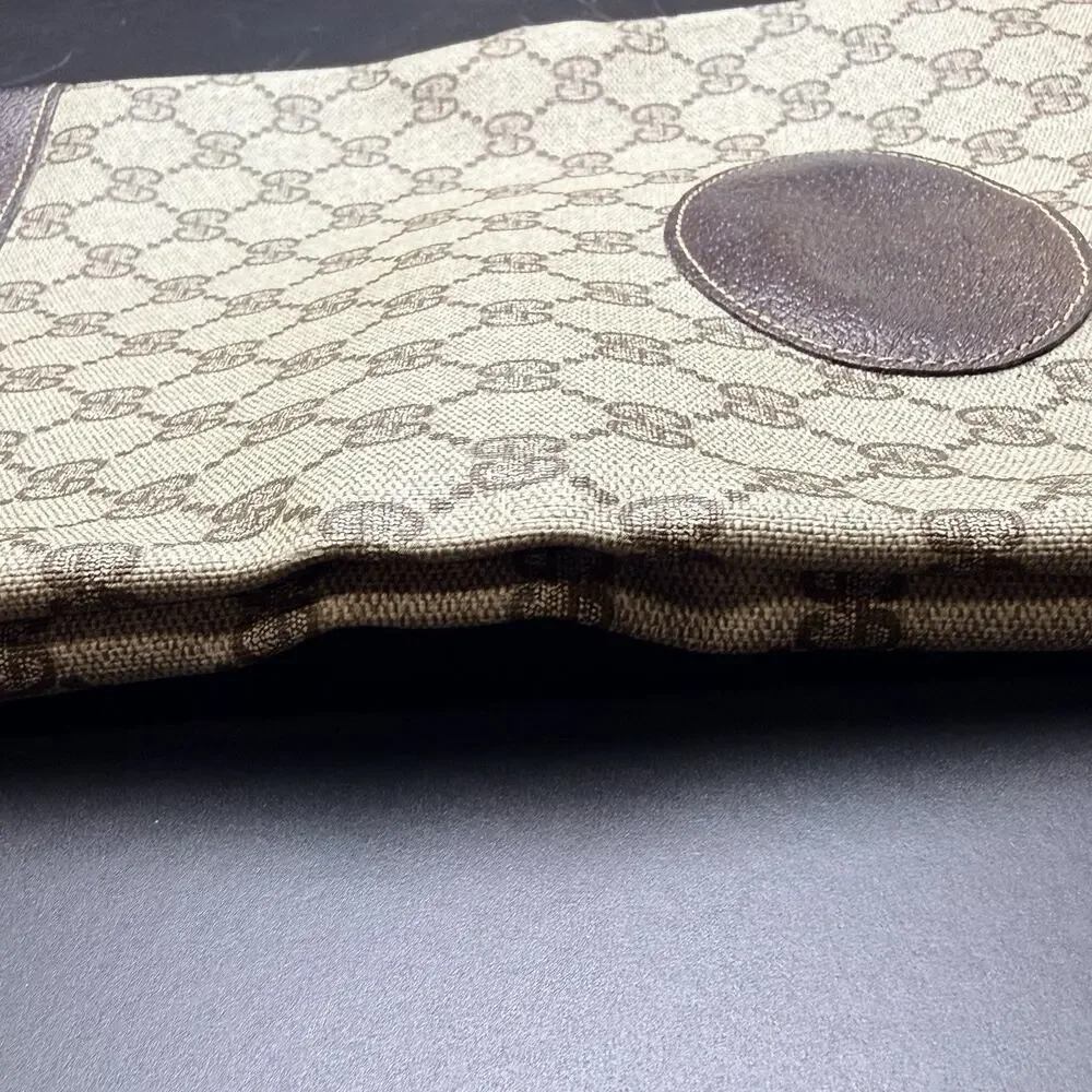 Vintage Gucci Bag Clutch Tote GG Monogram PVC Canvas & Leather w Orig Paper Tag